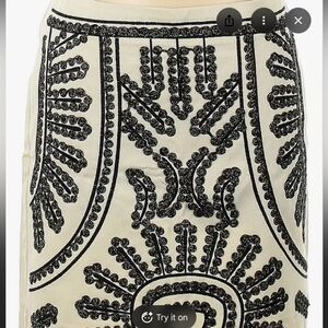 Blue Rain Cream and Black Embroidered Mini Skirt